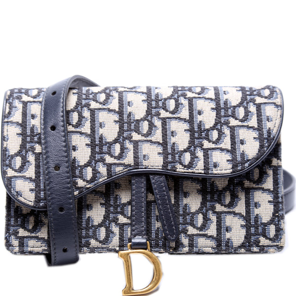 Christian Dior Oblique Saddle Belt Bag Blue