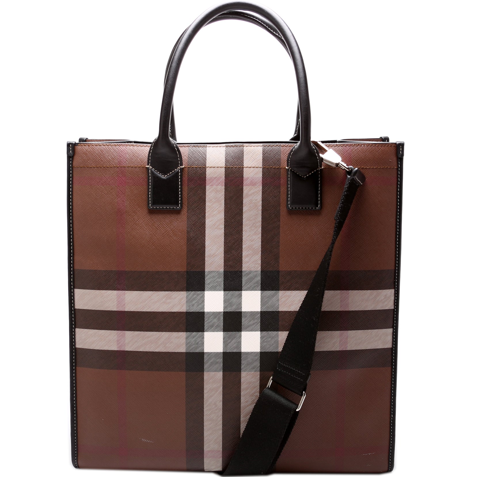 Check E-Canvas Tote Bag in Brown Burberry