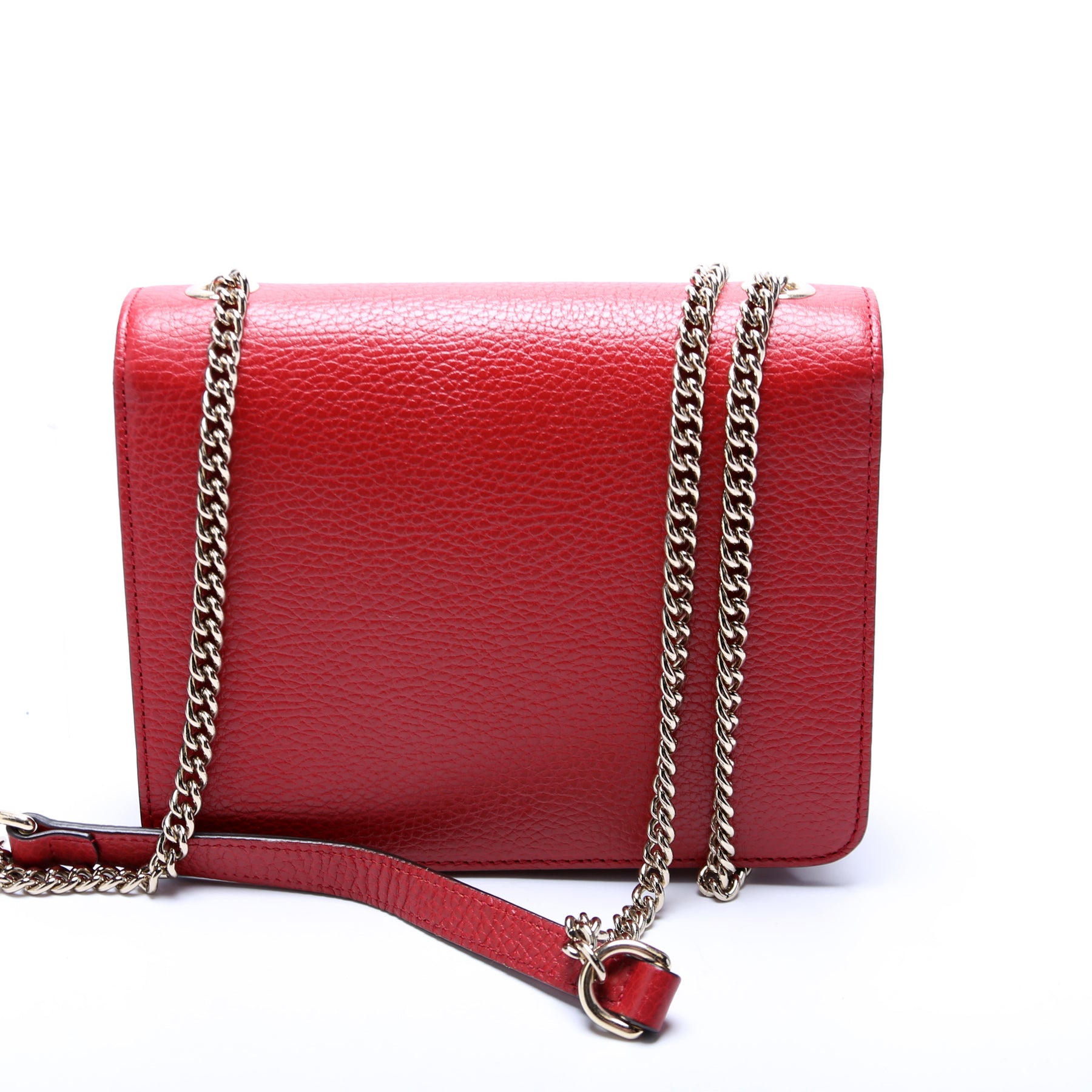 GUCCI Chain Interlocking Shoulder Bag Leather Red 510304 Auth