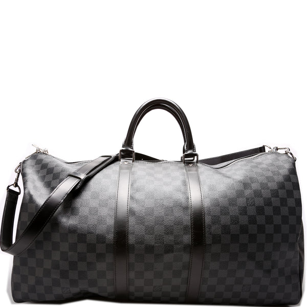 LOUIS VUITTON Keepall Bandouliere 55 Damier Graphite Black PVC M41413  Authentic