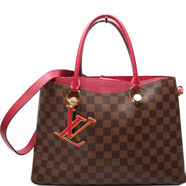 Louis+Vuitton+LV+Riverside+Red+Strap+Shoulder+Bag+Brown+Canvas for sale  online