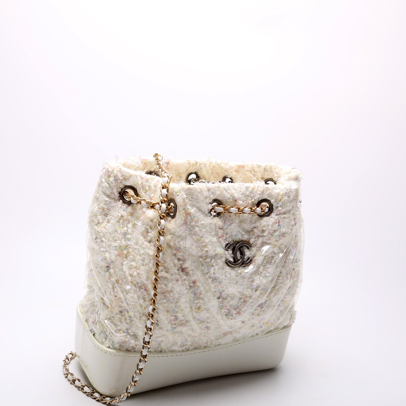 chanel gabrielle backpack mini Gabrielle Backpack Small Quilted Tweed PVC 25M