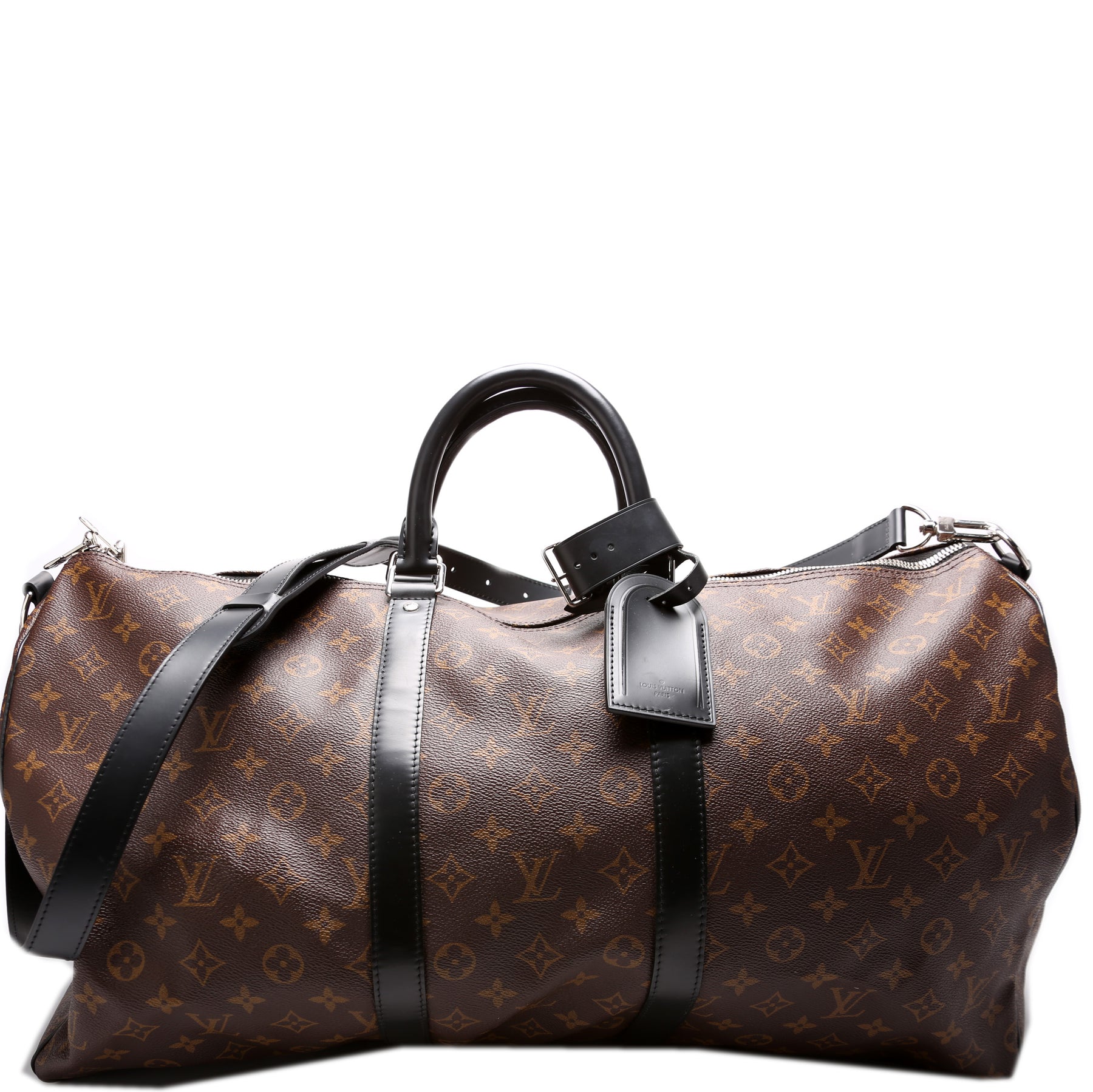 Louis Vuitton Keepall Macassar bandouliere 55 Brown Black Leather