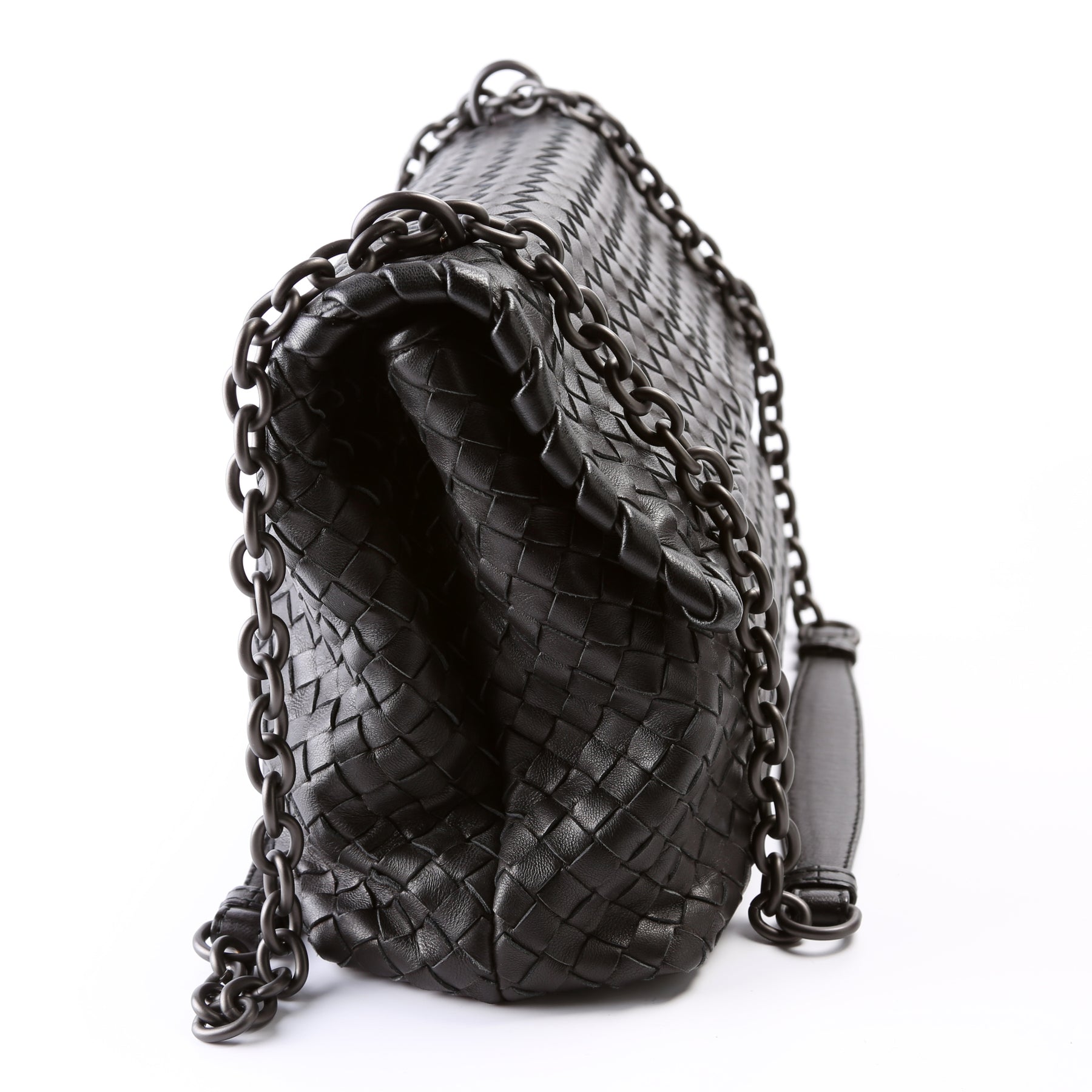 Bottega Veneta Black Intrecciato Leather Mini Olimpia Shoulder Bag