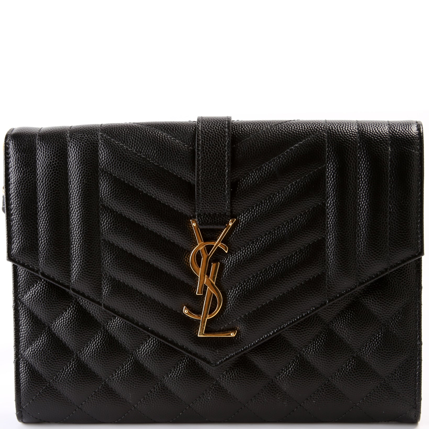 YSL Monogram Quilted Envelope Clutch Bag