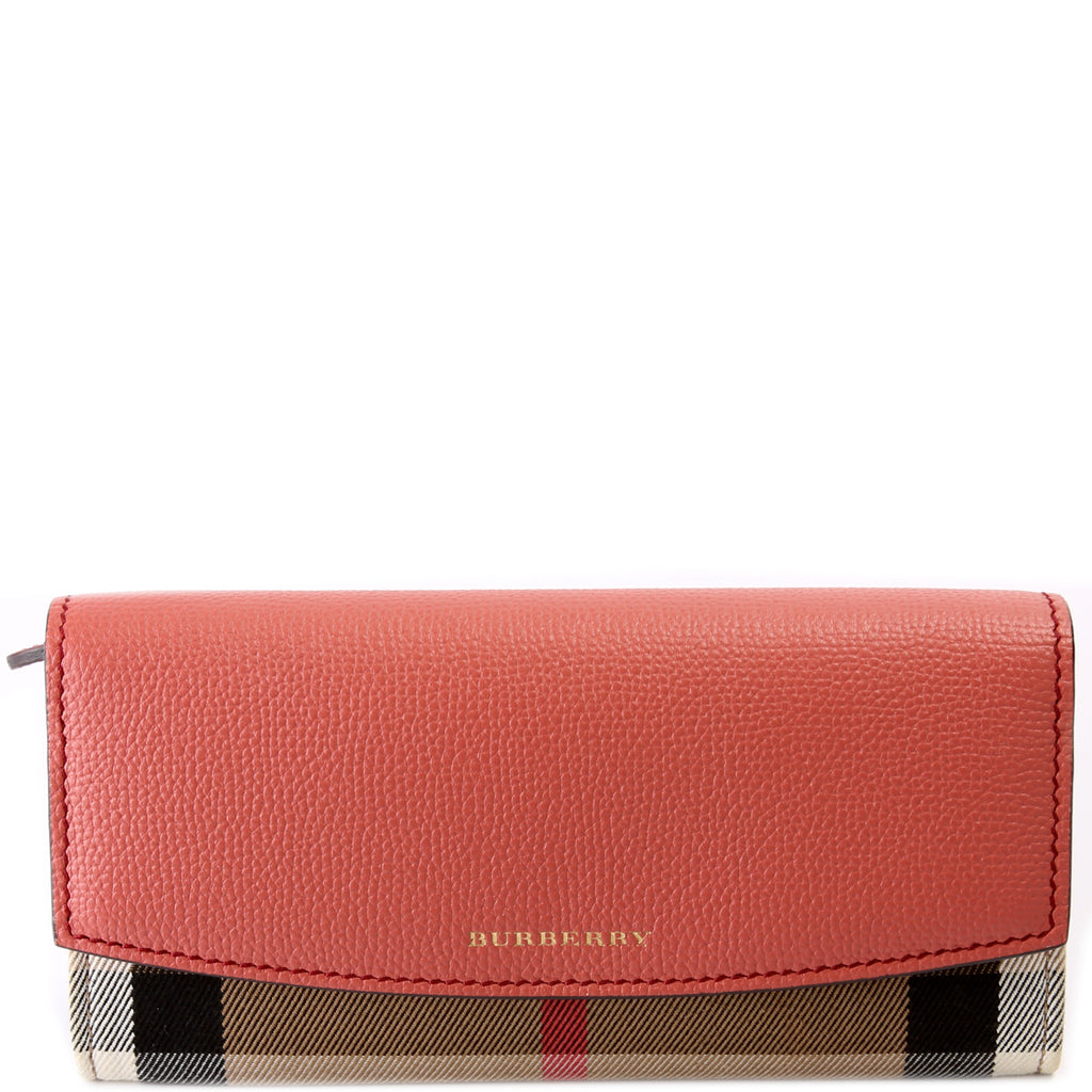 Burberry, Bags, Burberry Check Red Leather And Canvas Continental Wallet