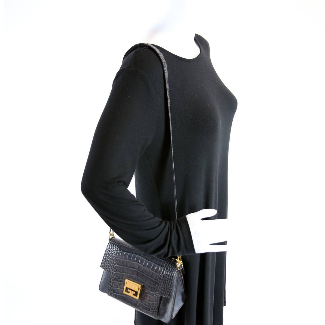 Small GV3 Bag Crocodile Embossed Suede