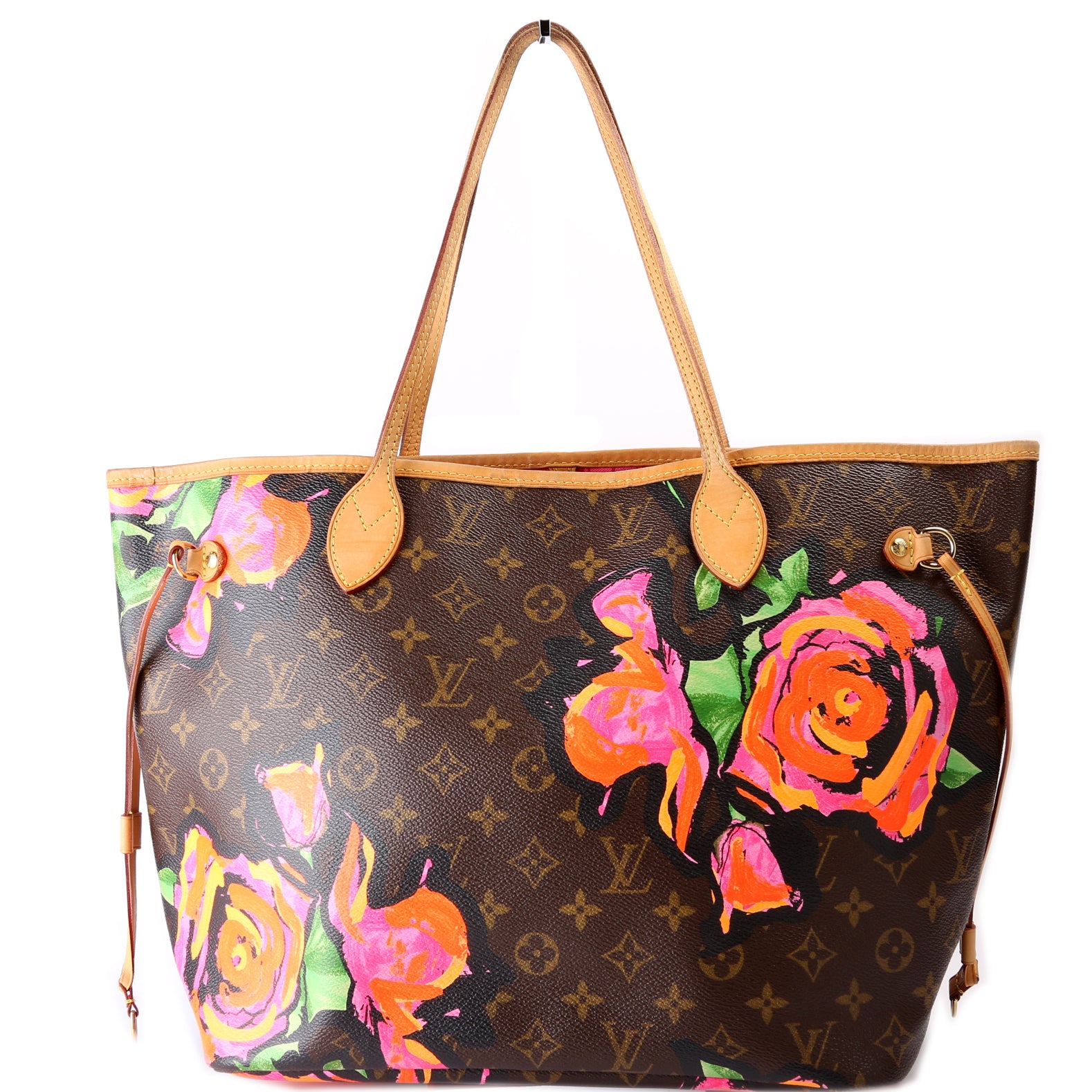 LOUIS VUITTON Louis Vuitton Monogram Canvas Steven Sprouse Roses Neverfull  MM Bag, Brown Women's Handbag