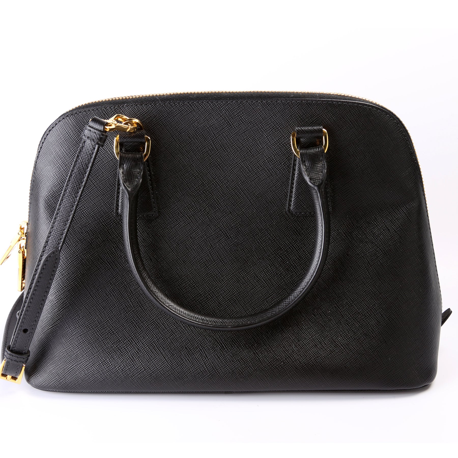 Prada Medium Saffiano Vernice Promenade Bag, Black (Nero)