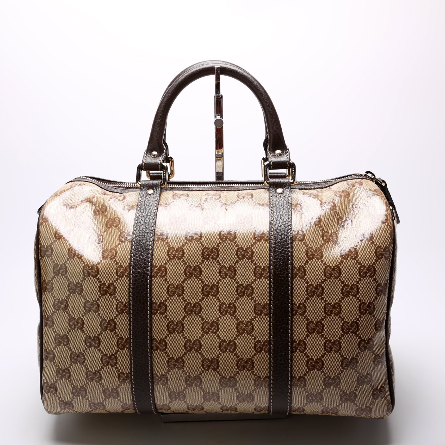 GUCCI GG MONOGRAM EMBOSSED LEATHER JOY BOSTON SATCHEL BAG