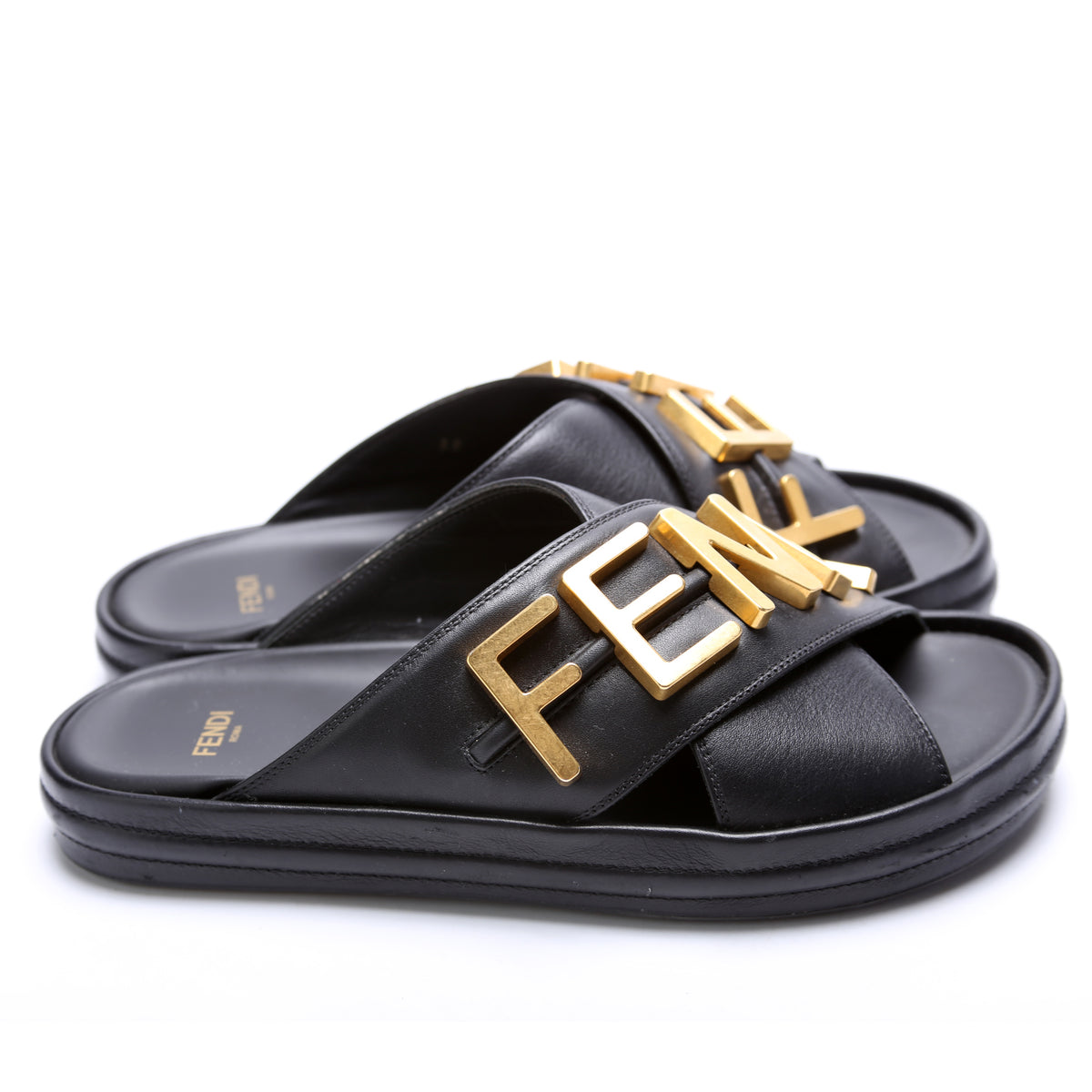 Fendigraphy Leather Sandals Size 38 – Keeks Designer Handbags
