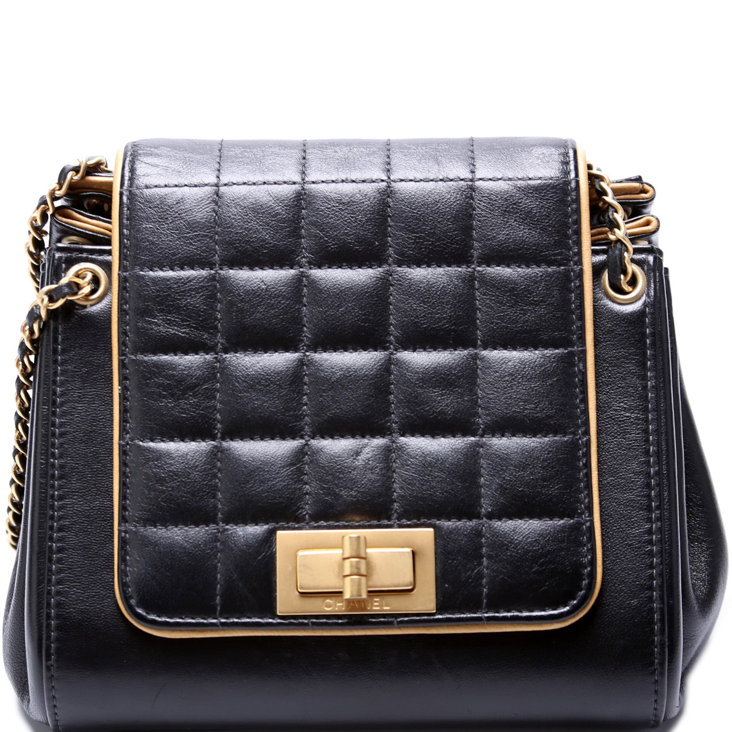 Chanel Dark Grey Square Stitch Lambskin Leather Flap Bag - Yoogi's Closet