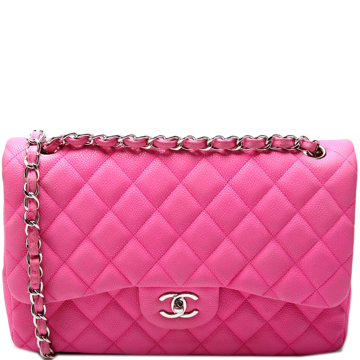 Chanel Pink Cavier Double Flap  Pink chanel bag, Chanel classic flap pink, Pink  handbags