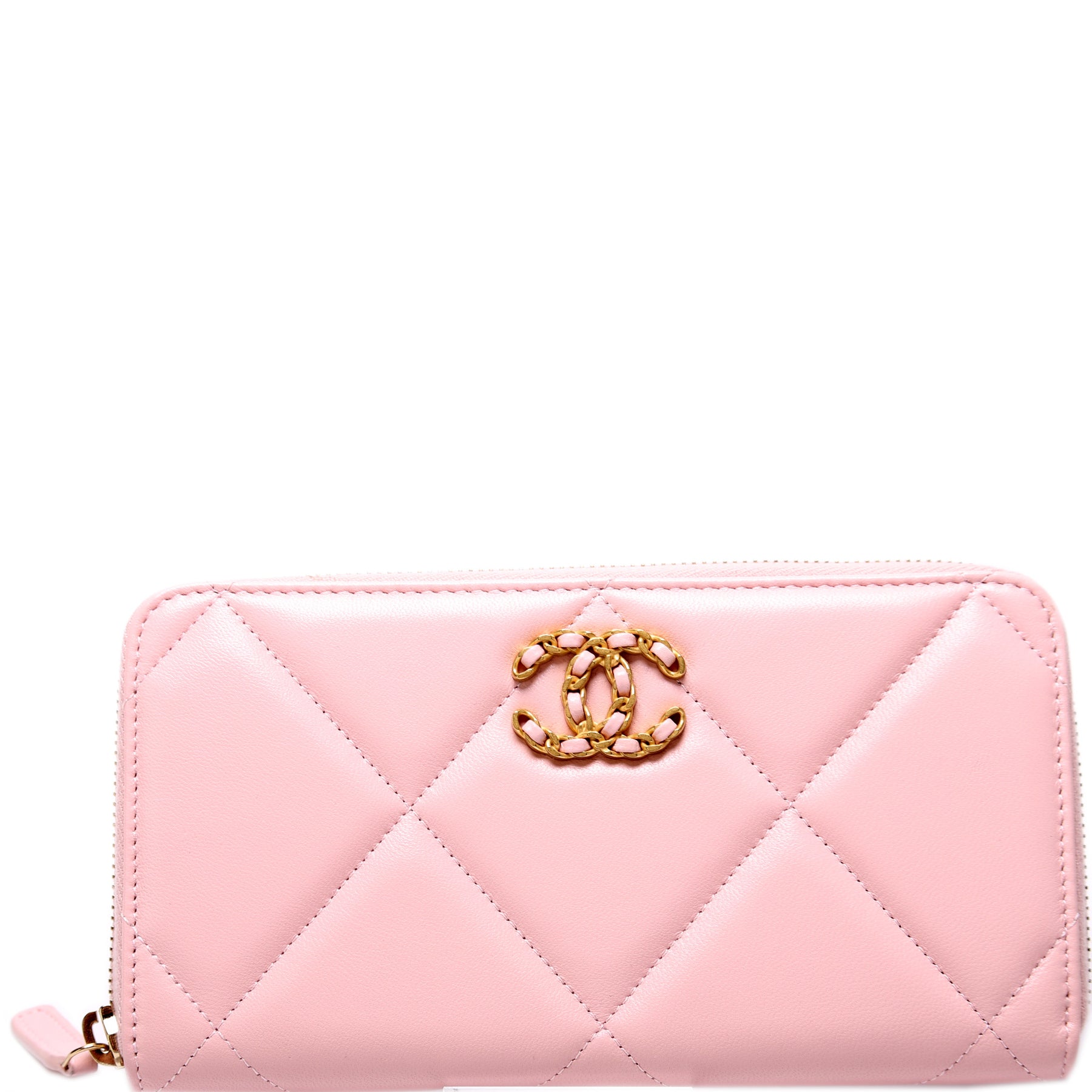 Pink Quilted Chanel 19 Coin Purse Wallet