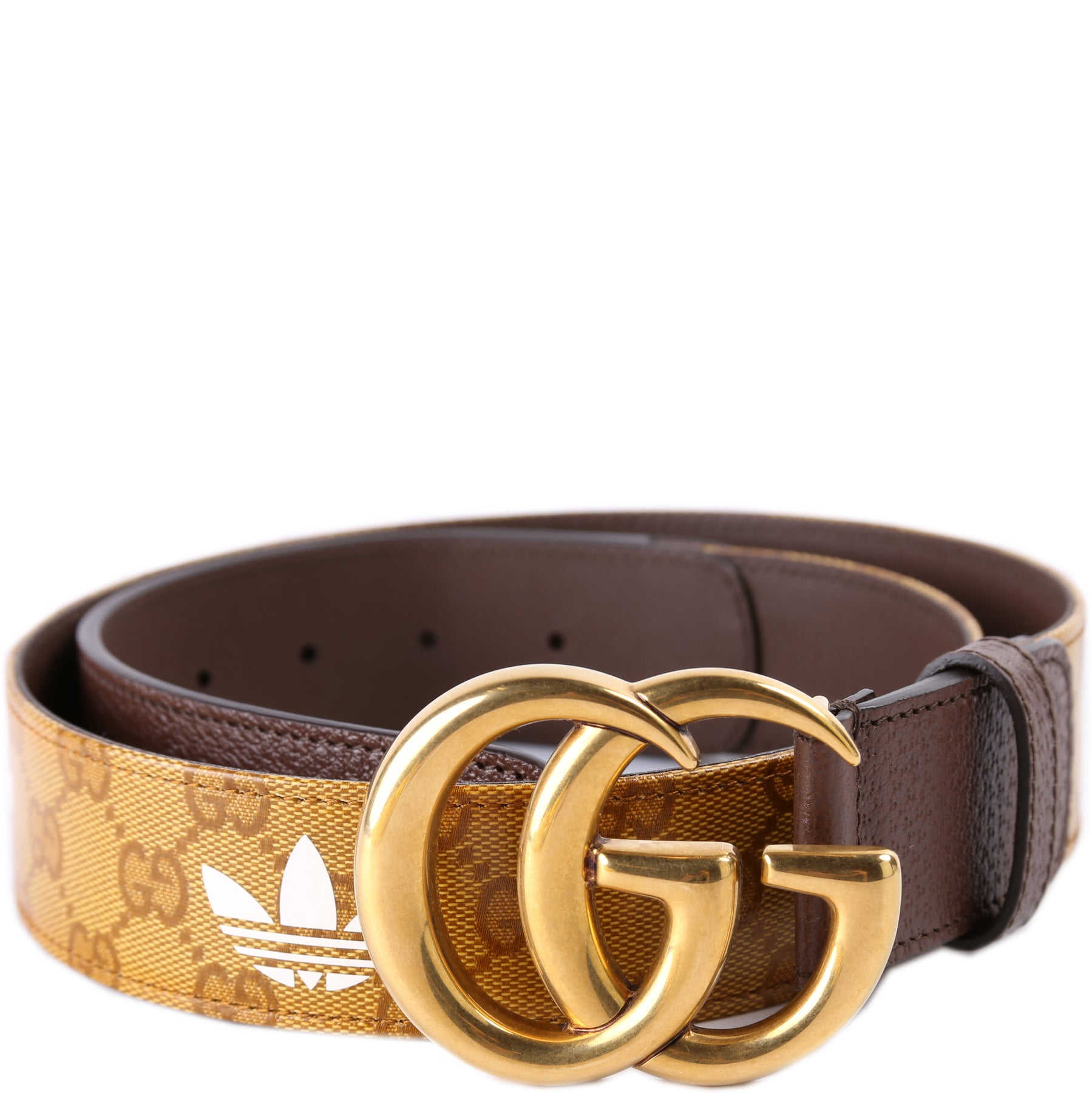 Authentic GUCCI GG MONOGRAM Logo Buckle Canvas Leather Belt Brown Beige  85/34