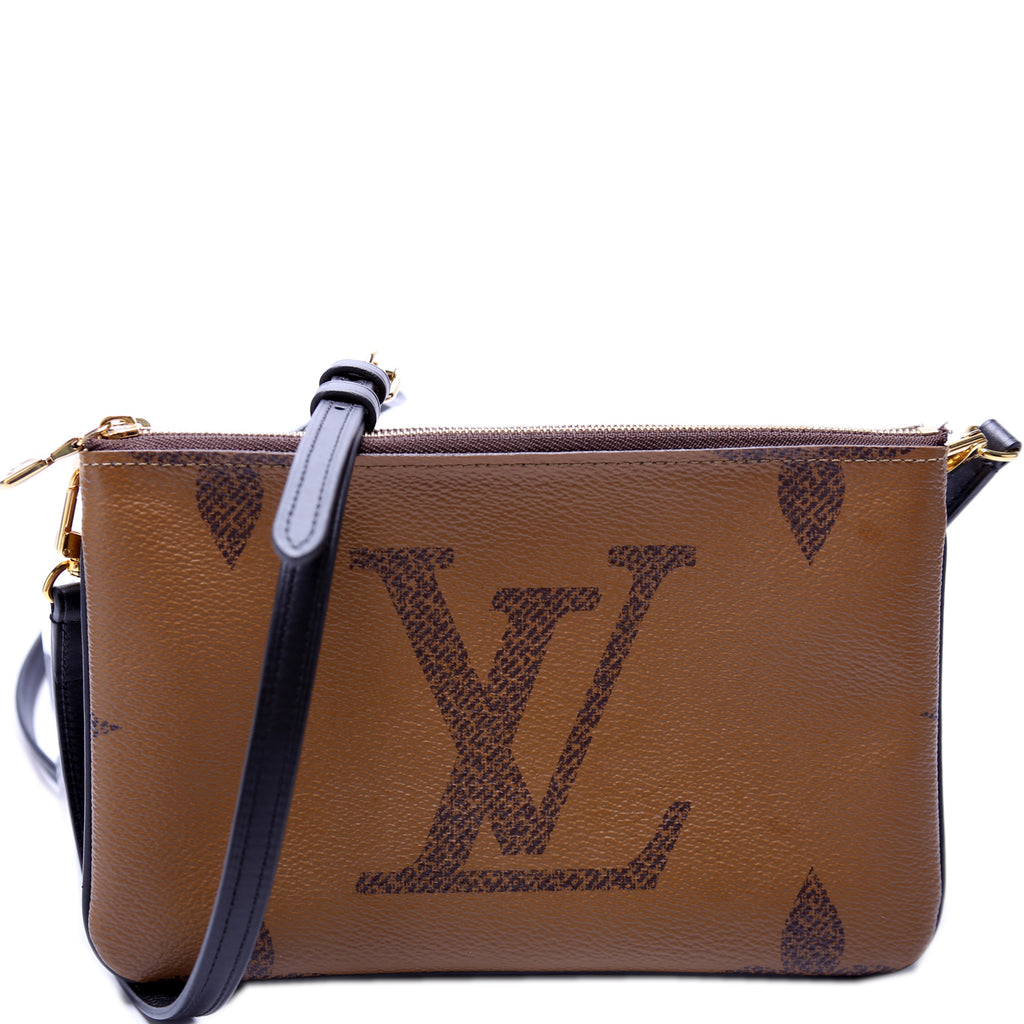 HealthdesignShops, LOUIS VUITTON Double Zip Pochette Reverse Monogram  Giant Crossbody Bag Brown