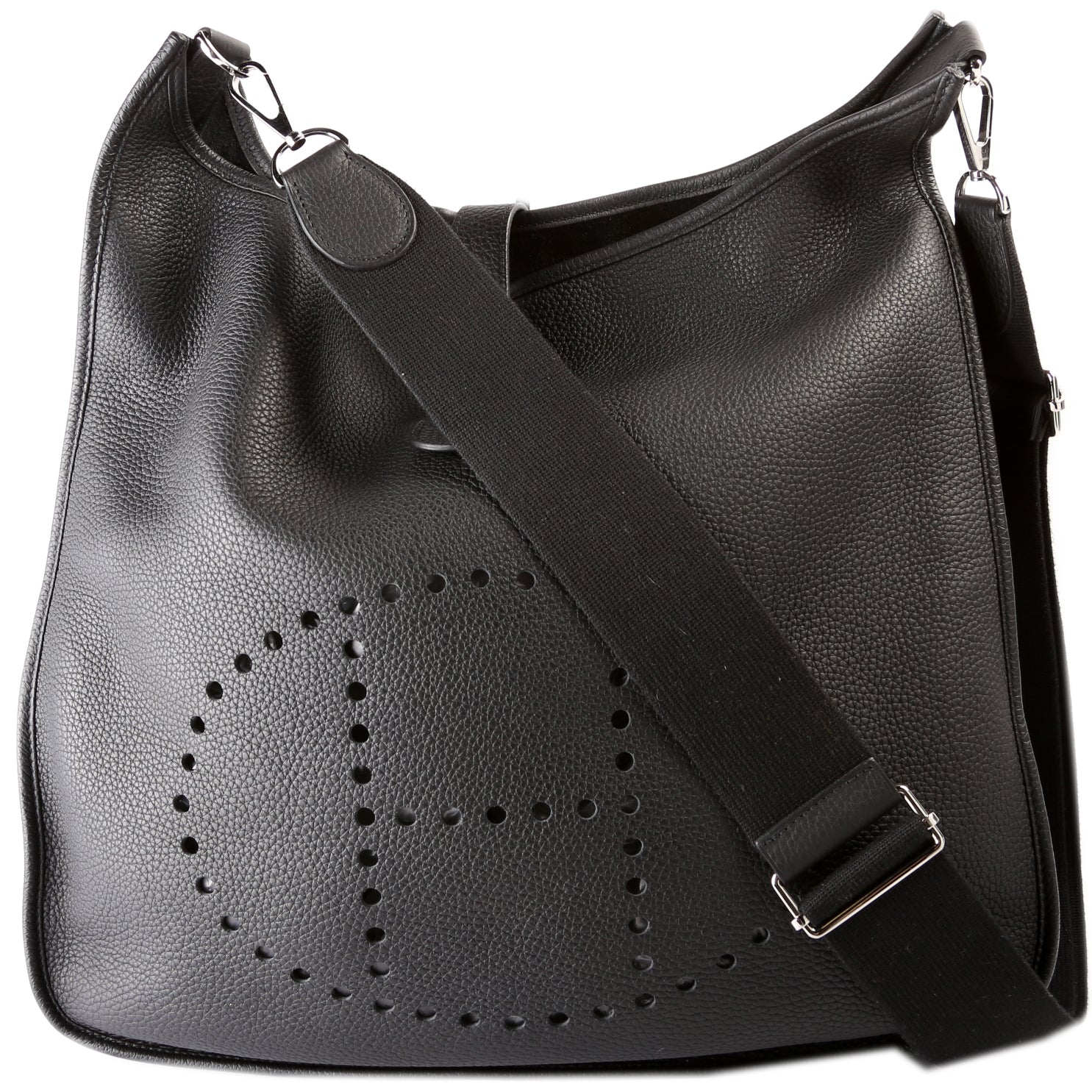 Hermes Black Clemence Leather Evelyne III GM Bag Hermes
