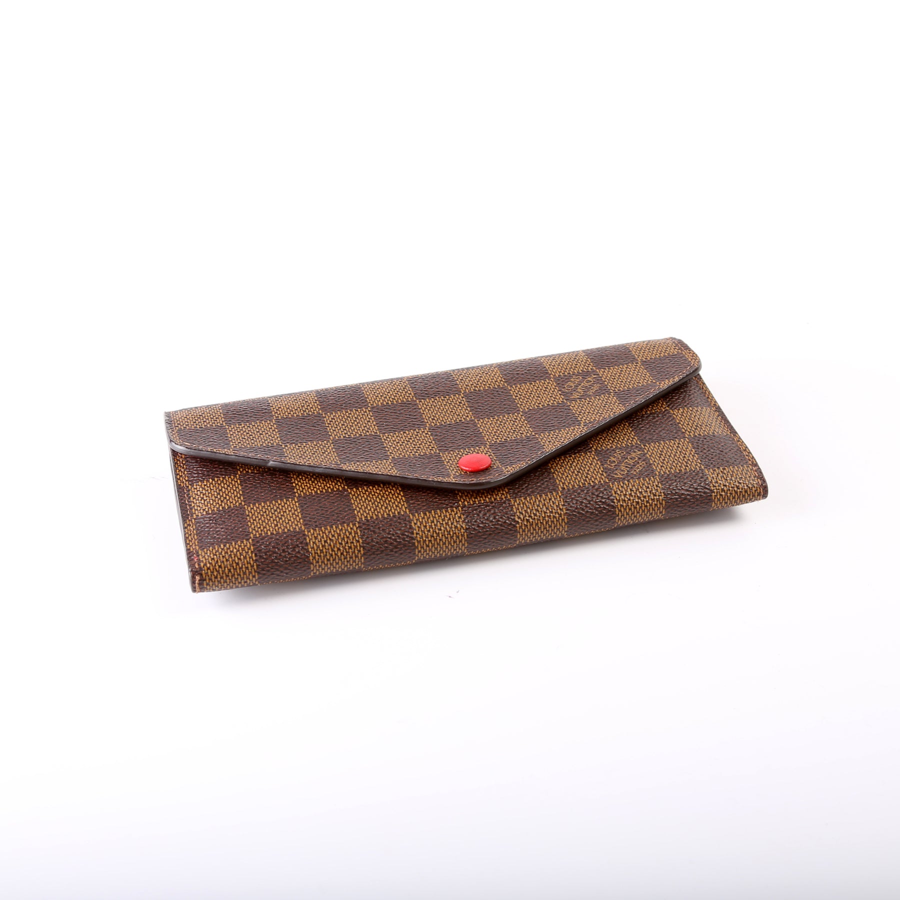 Louis Vuitton Josephine Wallet Damier Ebene Red Lining in Coated