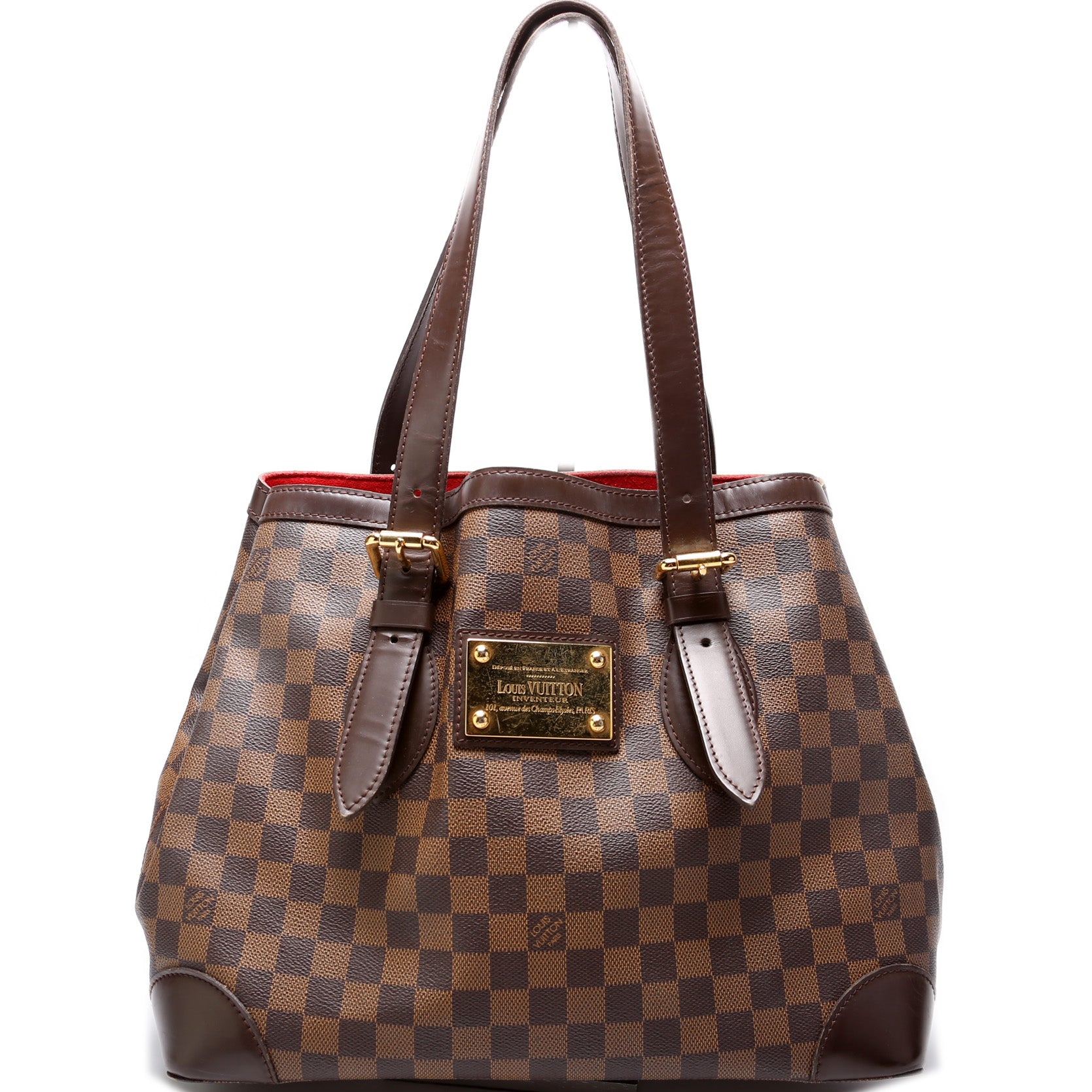 Louis Vuitton’s Damier Ebene Hamsted MM handbags authentic used