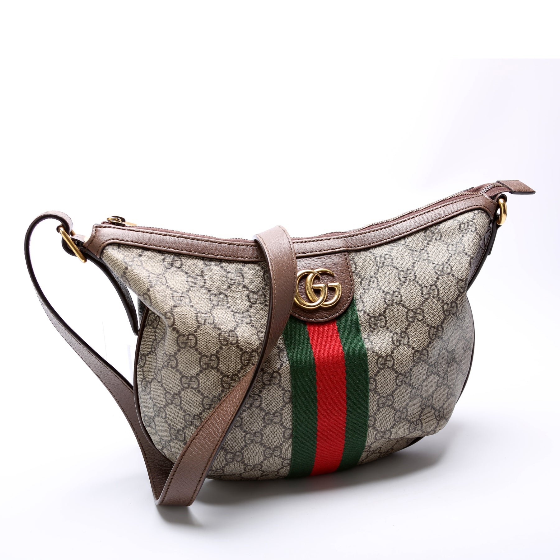 GUCCI Ophidia Small GG Supreme Canvas Shoulder Bag Beige 598125