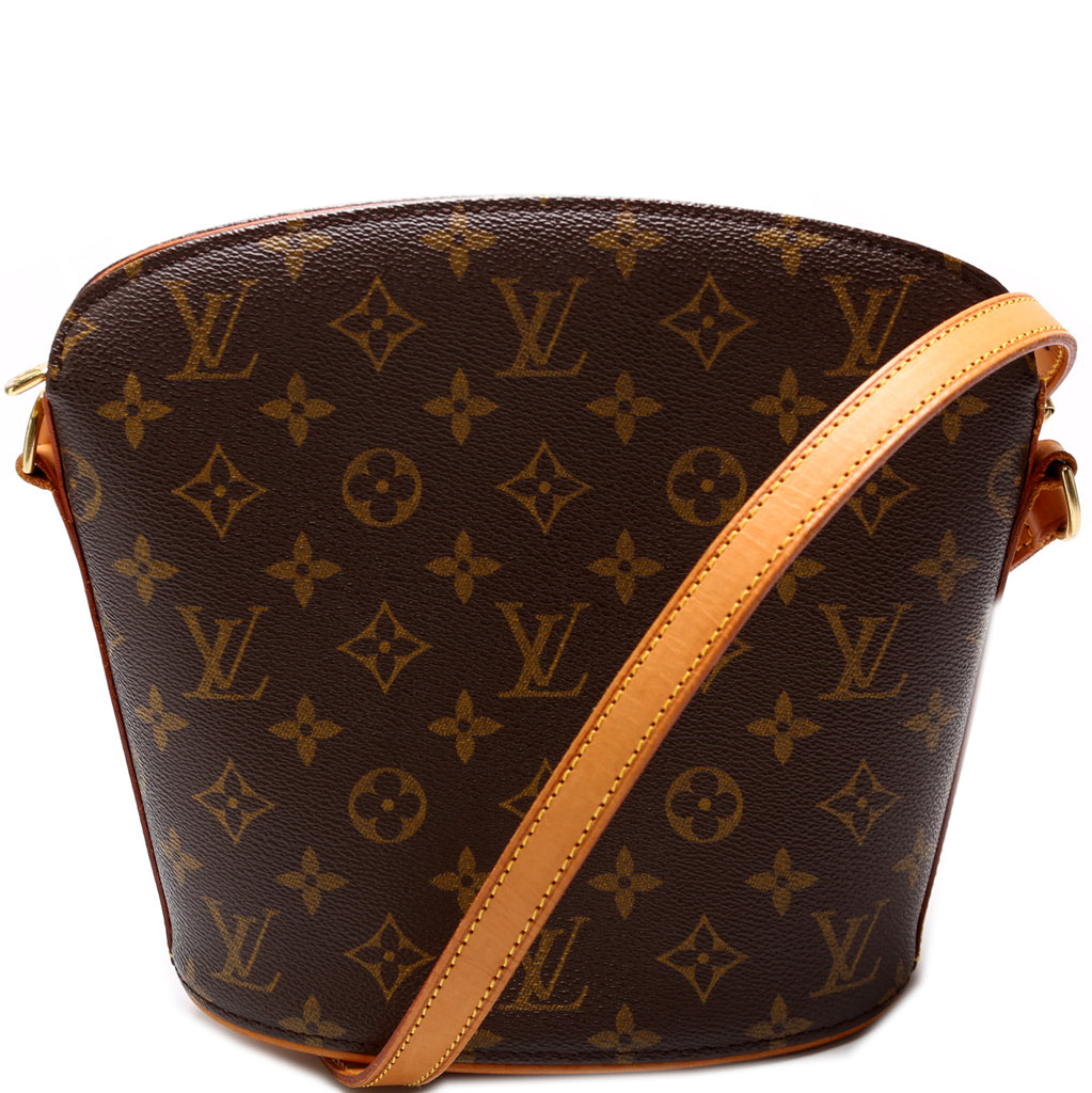 Pre-owned Louis Vuitton 2001 Monogram Drouot Shoulder Bag In Brown