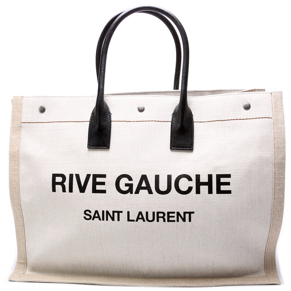 Saint Laurent Rive Gauche Canvas Tote Bag - Black