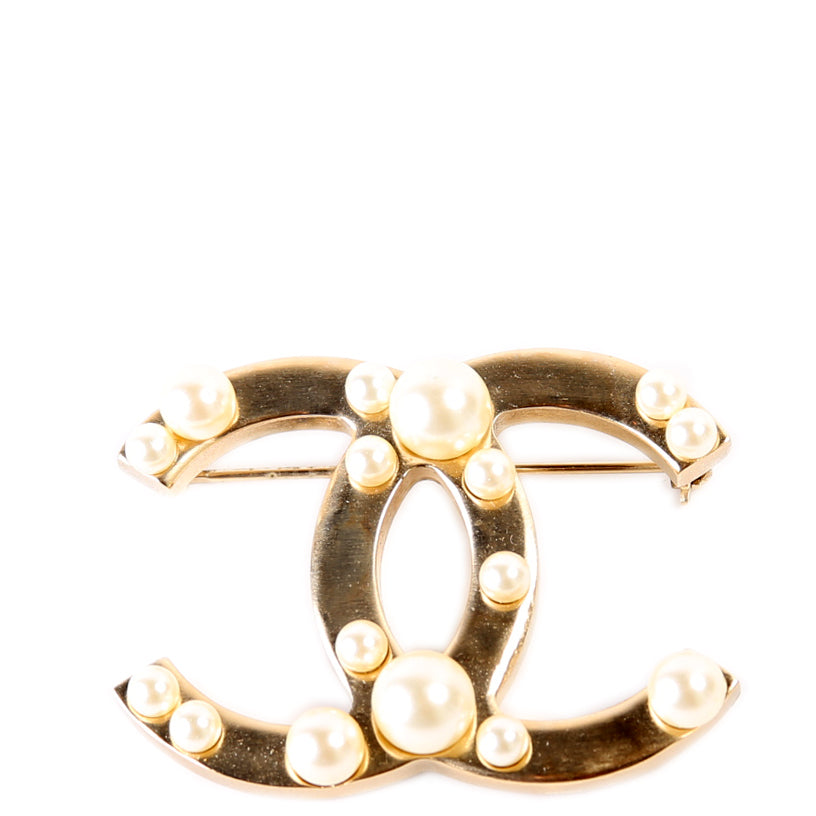 Chanel CC Faux Pearls Large Brooch