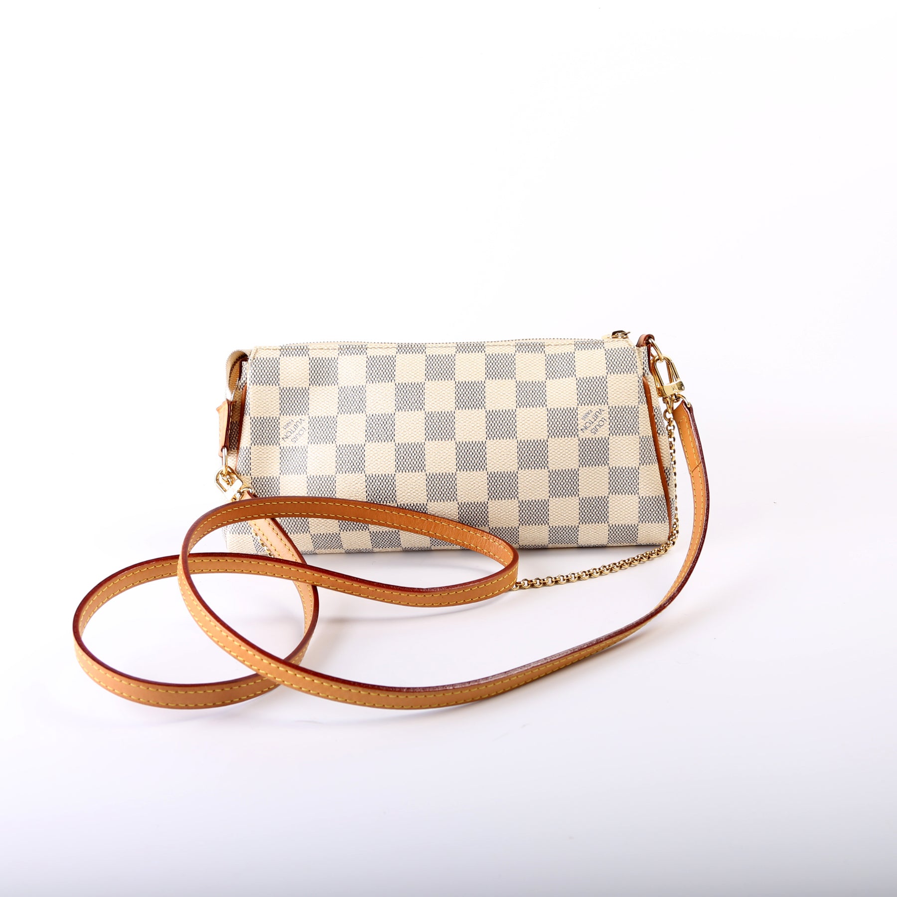 Louis Vuitton Eva Clutch in Damier Azur Handbag - Authentic Pre-Owned Designer Handbags