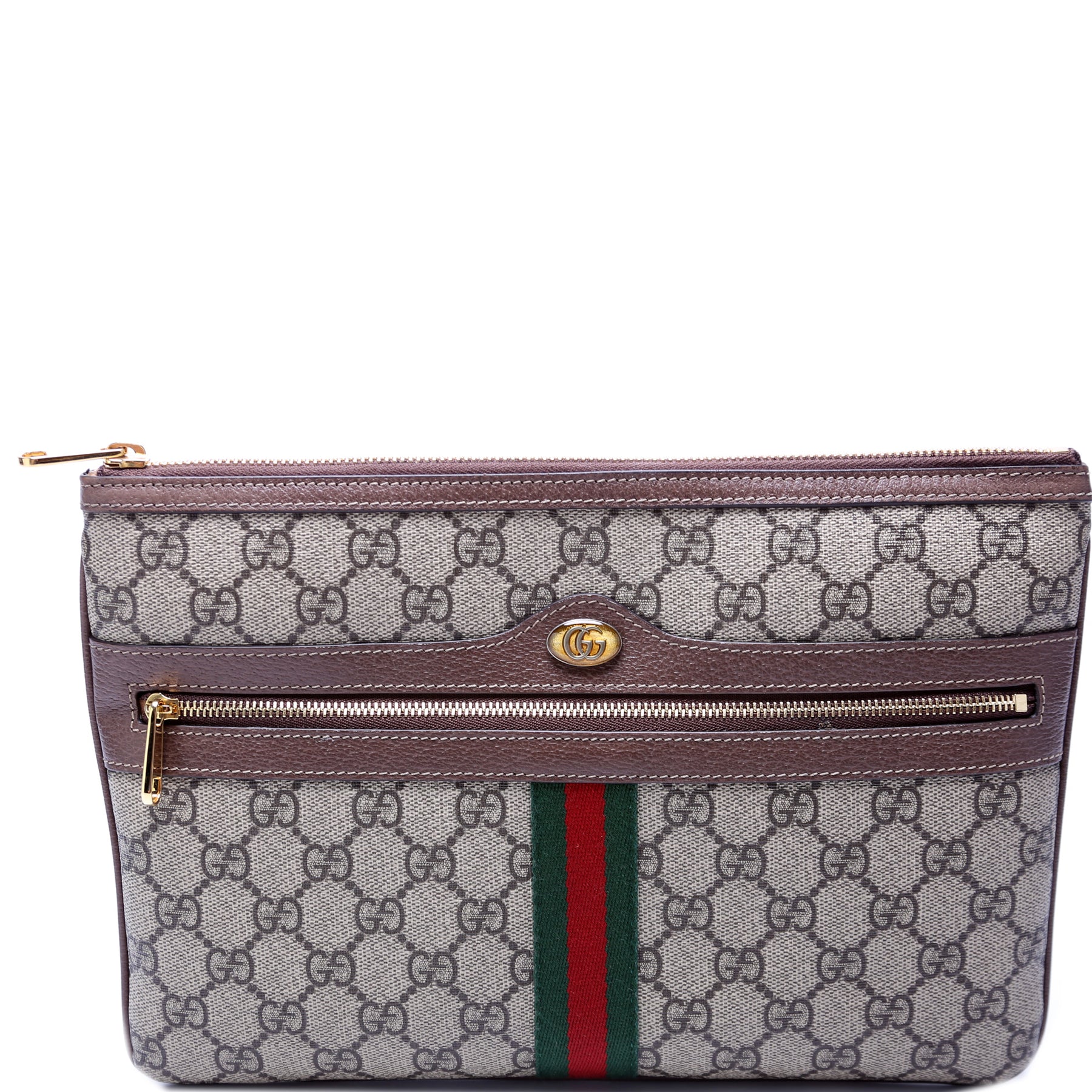 GUCCI Large Ophidia GG Leather Pouch Clutch Bag Black 517551