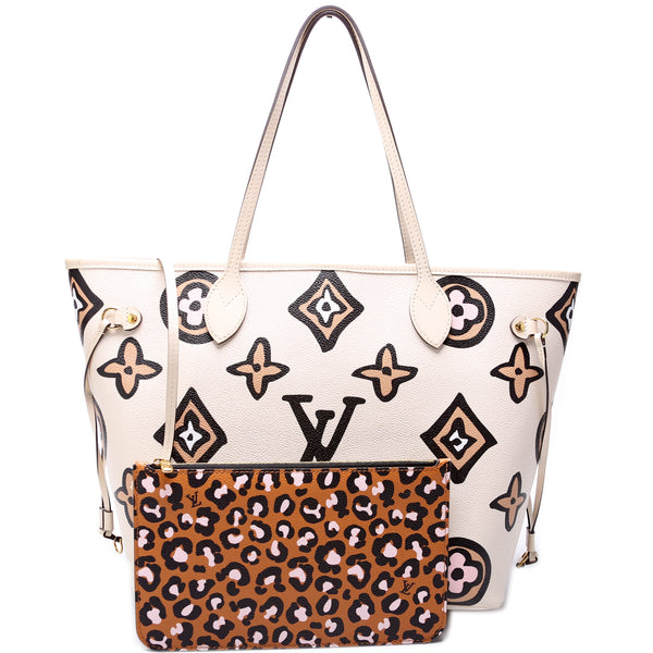 Louis Vuitton Neverfull MM Wild at Heart Tote Animal Cream New