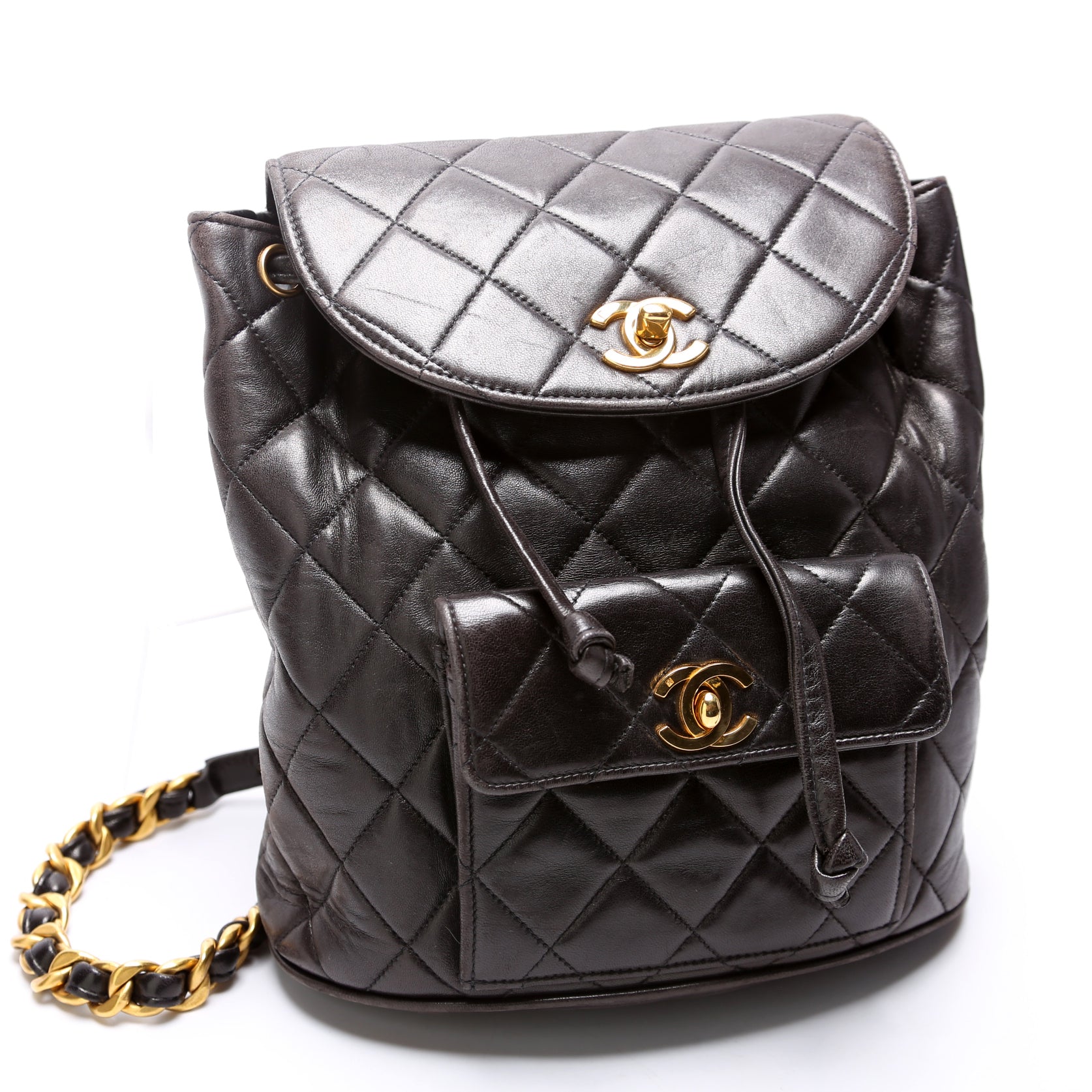 Chanel Black Quilted Lambskin Mini Duma Timeless CC Backpack Gold