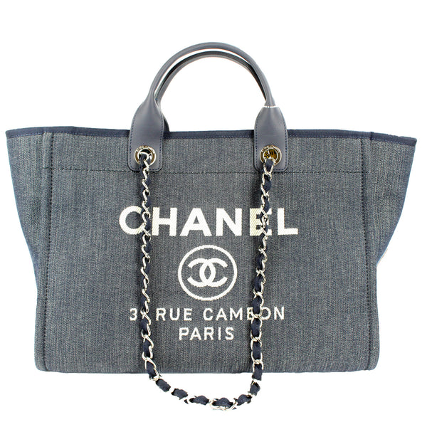 Chanel Deauville Large Shopping Tote Bag A66941 Denim Blue Purse