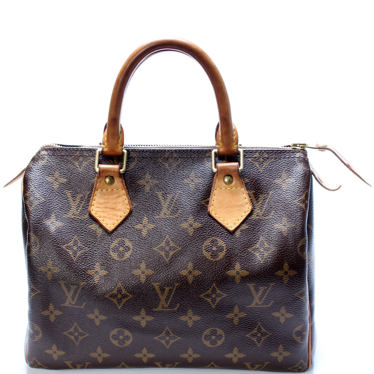 Louis Vuitton Monogram LV SPEEDY 25 Handbag Browns Canvas Bag - FAIR to  GOOD