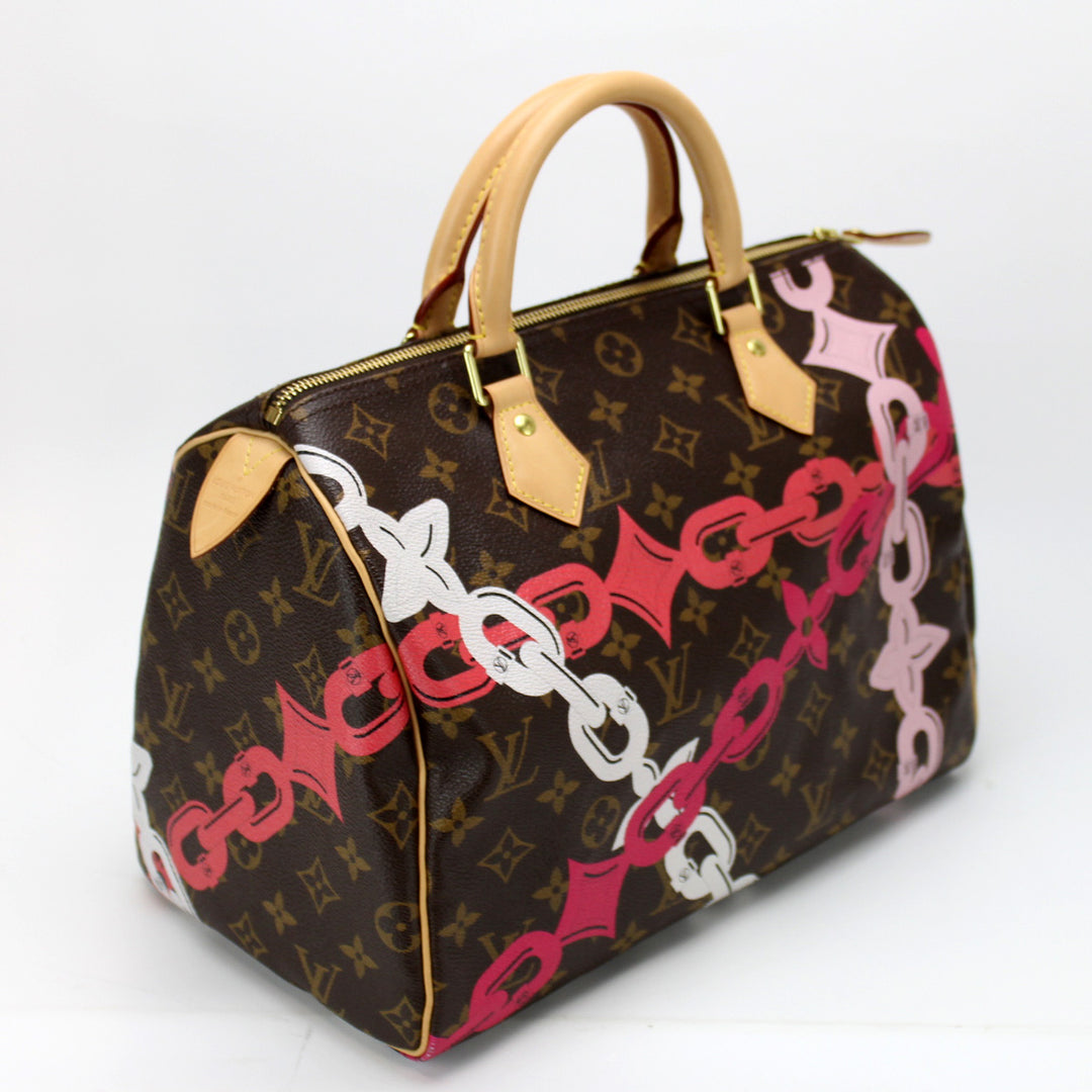 Speedy 30 Monogram Chain Flower