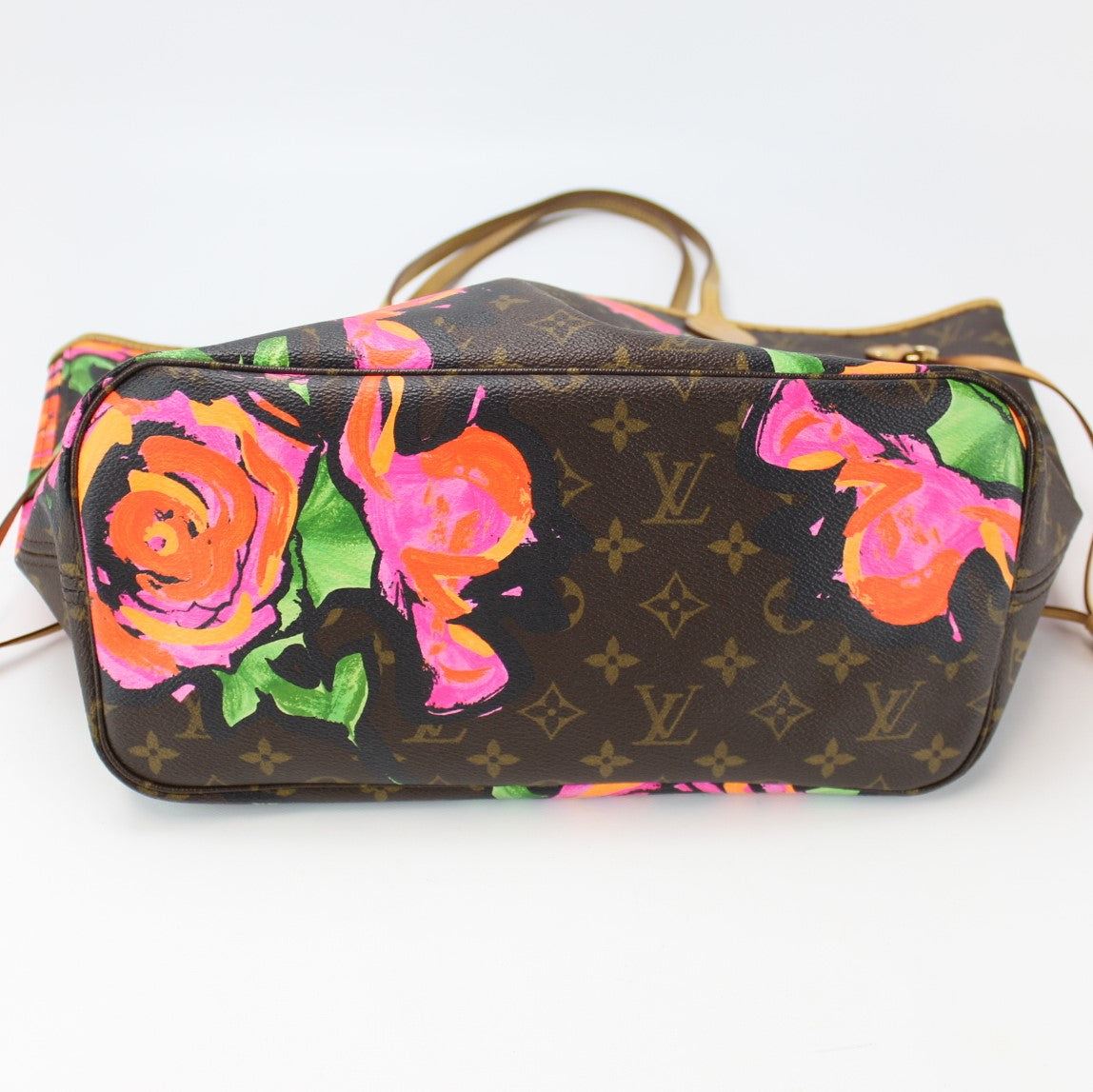Louis Vuitton Stephen Sprouse Monogram Roses Coated Canvas Neverfull mm Gold Hardware, 2009 (Like New), Womens Handbag